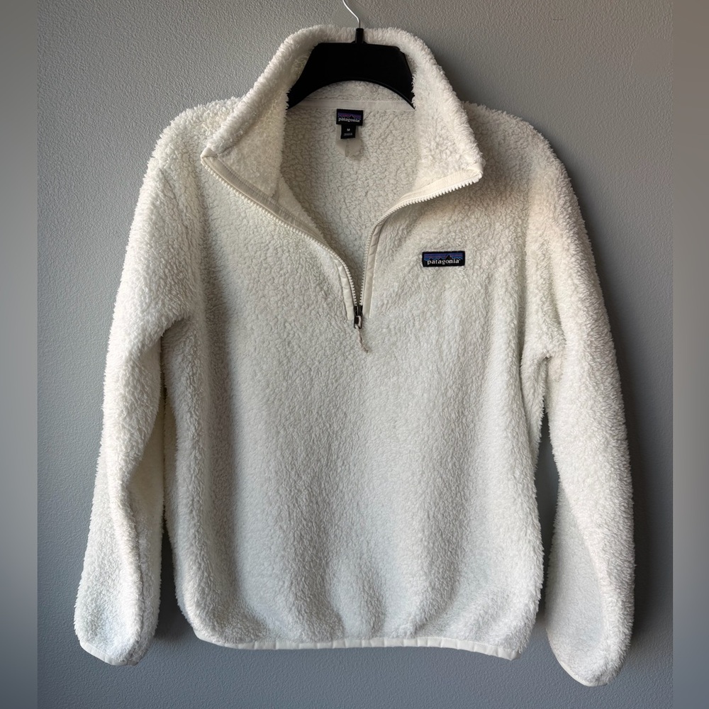 Patagonia birch white Los Gatos Sherpa long sleeve quarter zip pullover sz M